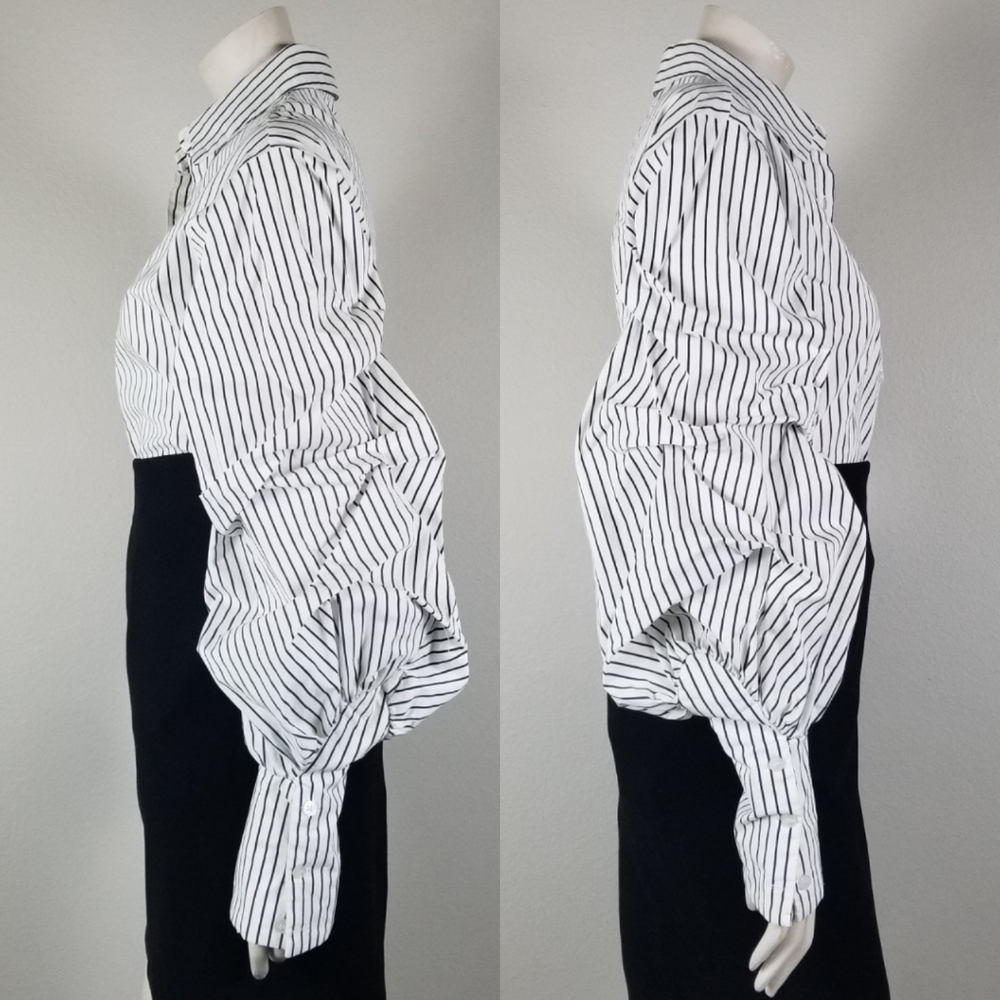 Style Mafia x Free People Striped Voluminous Balloon Sleeve Shirt Size S/M - Picture 3 of 14
